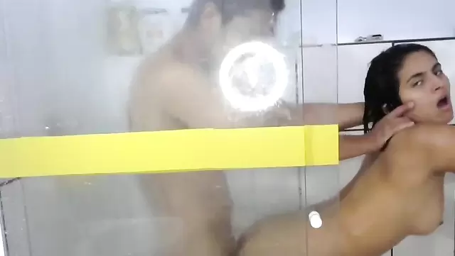 Busted a Brazilian brunette's ass in the shower